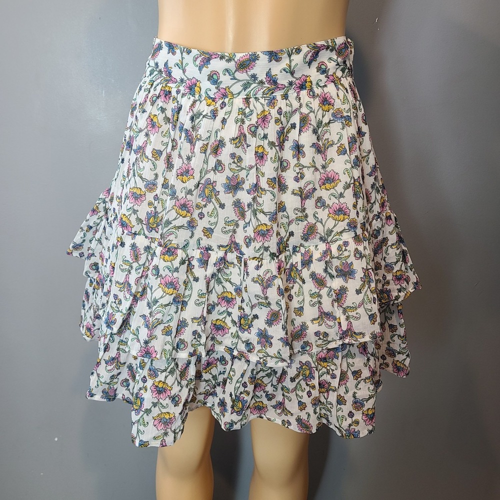 Boden Skirt Womens 4 Multicolor Floral Peasant Boho Tiered Mini Cottage New